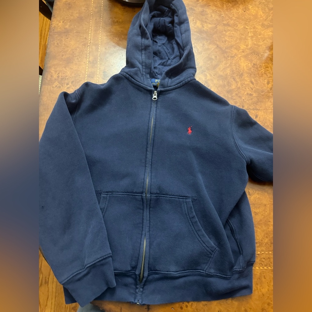 Polo Ralph Lauren fleece full zip hoodie. Boys L (14/16) Navy blue